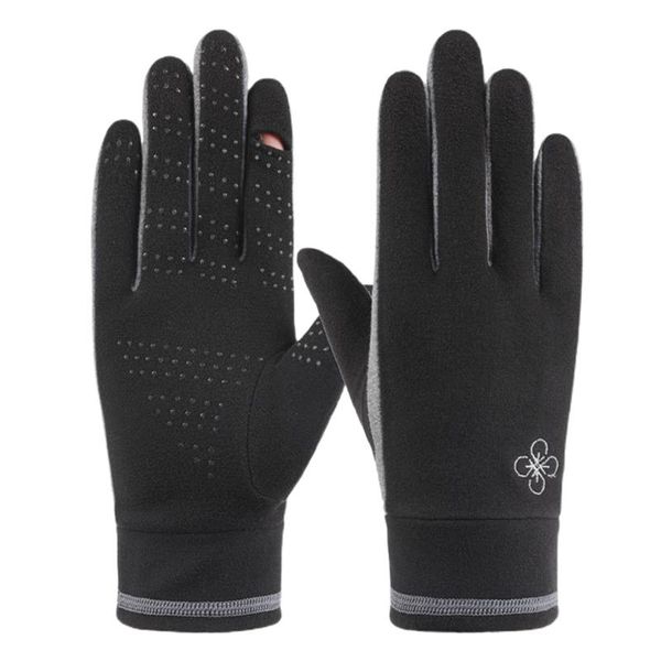 

women winter warm touch screen gloves with fingertip flip cover non-slip mittens xx9d, Blue;gray