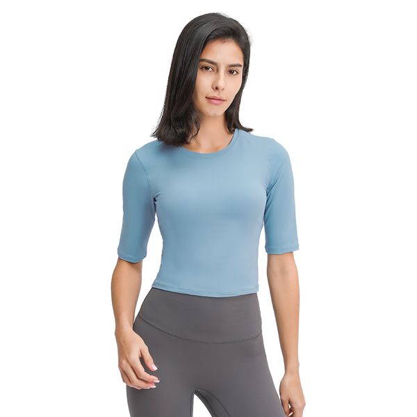 

l-103 women yoga t shirts basic slim fit sports workout fitness shirt half sleeves for spring summer skin-friendly for on the move, White;red