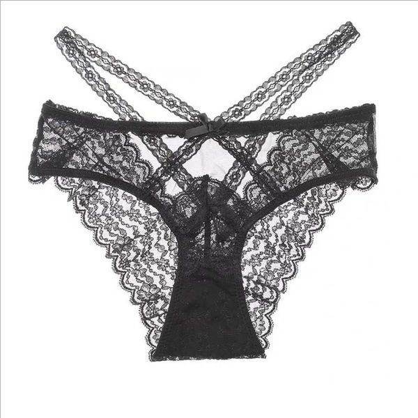 

lace women's underwear hollow out panties cross bandage seamless underpant low waist lingerie seduction thong, Black;pink