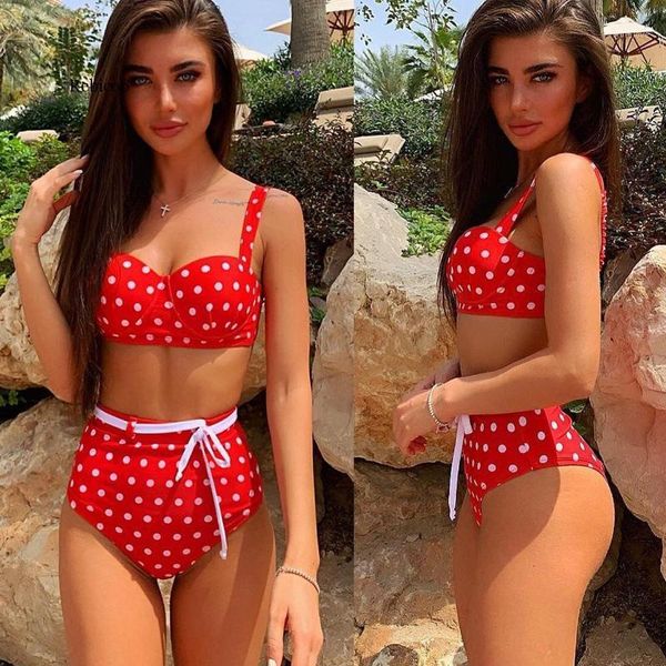 

sale women casual ladies women's bra set dot tassel swimsuit1, Red;black