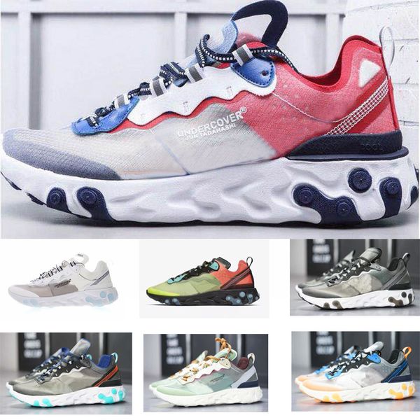 

2020 react element 87 55 running shoes for men women light bone black bred hyper mens trainers sports sneakers runner 36-45, White;red