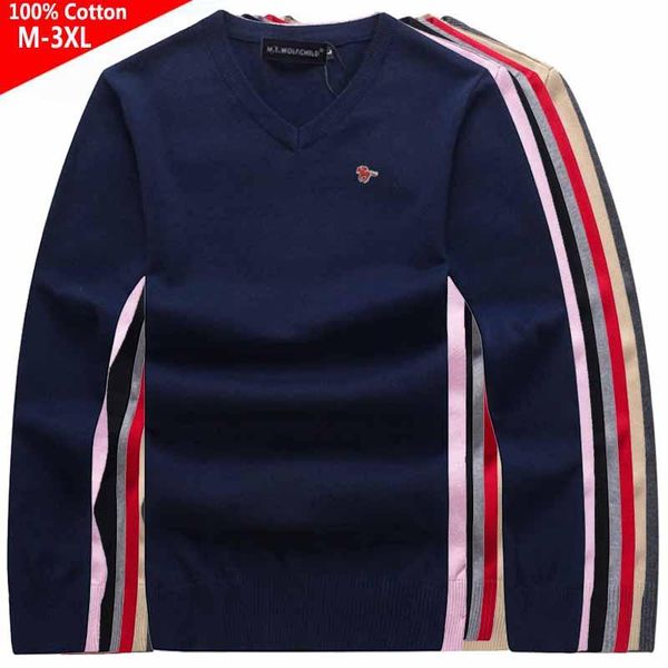 

100% cotton autumn mens pullovers v-neck knitted sweaters casual brand knitted clothes fashion slim male, White;black