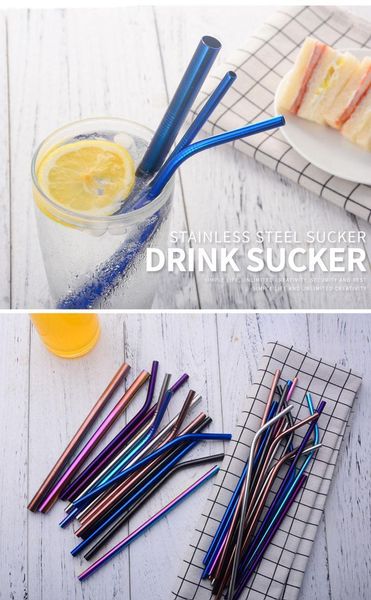 

stainless steel straw and brush reusable bend and straight metal 10.5 and 8.5 inch extra long stainless steel straw wmtyfj mywjqq