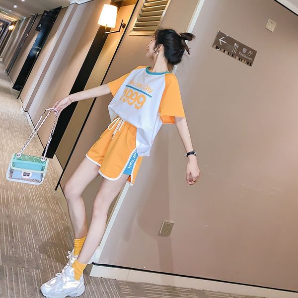 

large size women's shorts sports suit student loose summer clothes 2020 new shorts and shortskorean style casual running two-piece suit, Gray