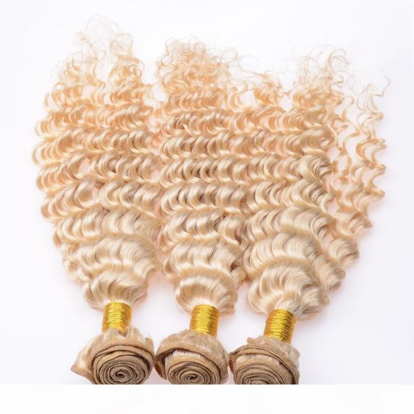 

virgin brazilian deep wave blonde human hair bundles 9a grade #613 platinum bleach blonde virgin human hair weaves double wefts 3pcs lot, Black