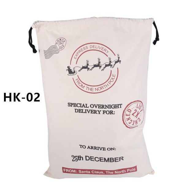 

150pcs/lot 38 styles canvas santa sack christmas gift bags large santa bag drawstring candy cane bag kids gift bbygfi