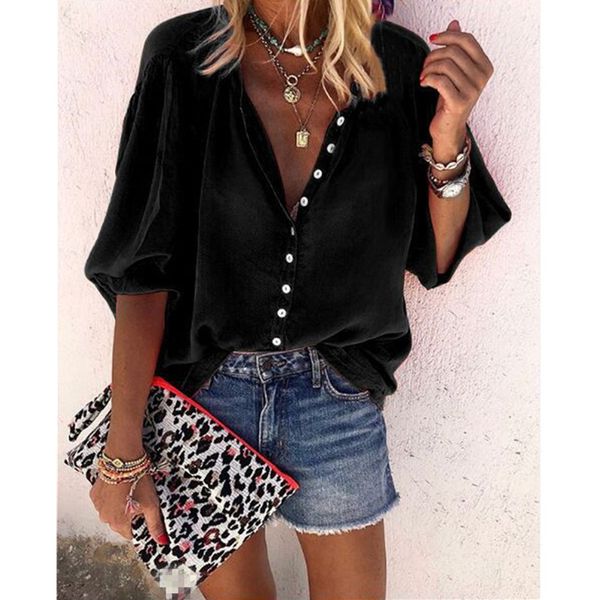 

vintage shirt blouse women tunics for women button up harajuku fashion elegant blouse women plus size boho bohemian black, White