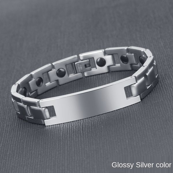 

black headwear cross bracelet scripture titanium steel bracelet titanium germanium magnet male and female head jewelry kimh3, Golden;silver