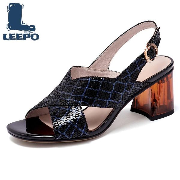 

high heels sandals women luxury genuine leather shoes woman back strap pumps ladies summer black peep toe soft sandals 6cm