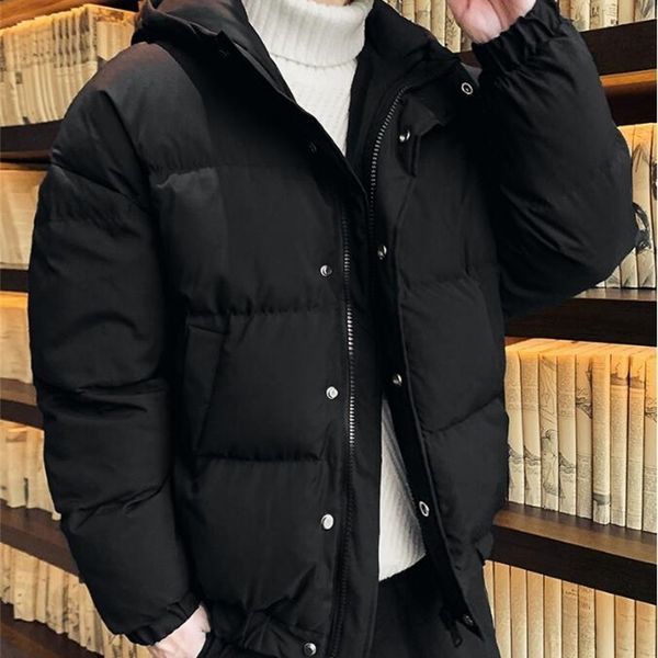 

new men's winter warm down cotton jacket thick snow parka overcoat casual men windbreaker coat 201114, Black