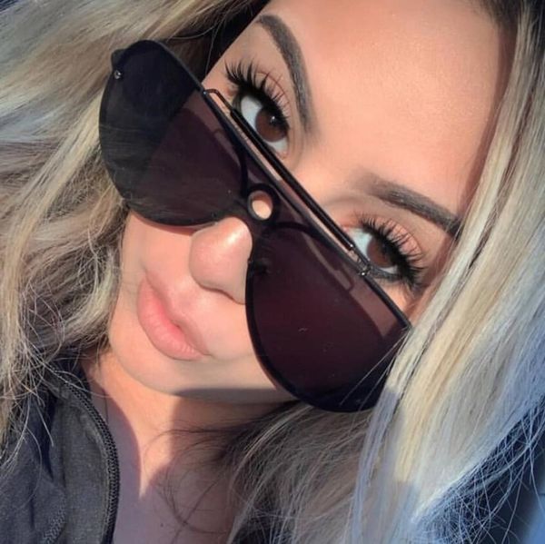 

blstyle new color film ins frameless big frame toad glasses fashionable sunglasses for men and women m l, White;black