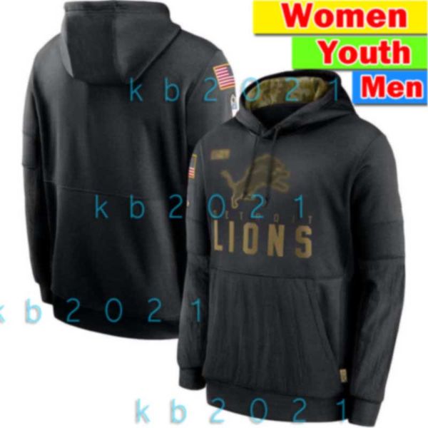 

детройт львов мужчины woemn молодежь толстовка 2020 salute сервисного побочной performance пуловер футбол hoodie black 01, Black;red