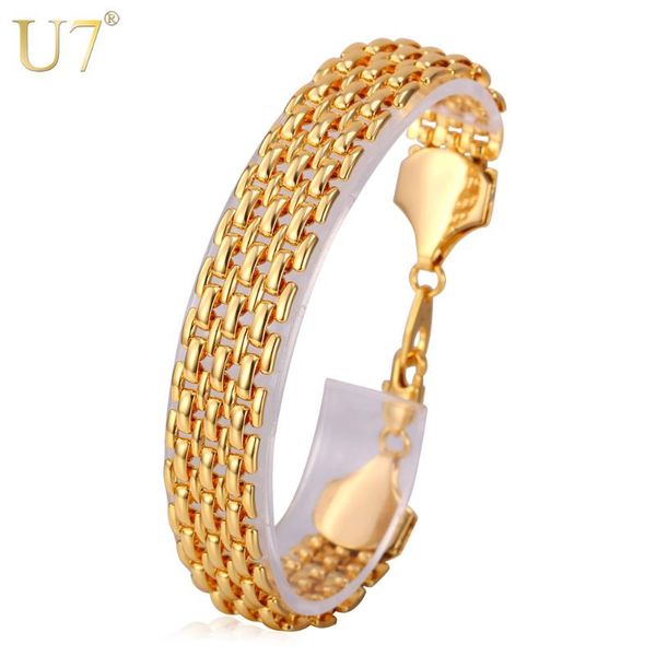

u7 trendy bracelet men jewelry wholesale gold color popcorn chain & link bracelets bangles gift h681, Black