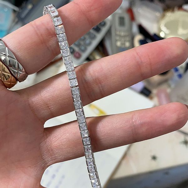 

2021 ins selling luxury jewelry sell 10kt white&rose gold fill princess cut diamond party women wedding bracelet gift, Golden;silver