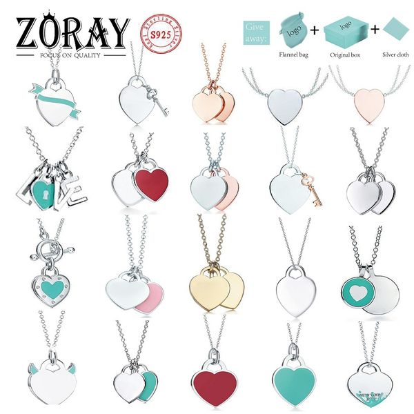 

tiff 925 silver pendant necklace female jewelry exquisite craftsmanship with official logo tiff blue heart necklace wholesale