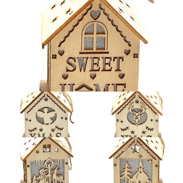 

christmas luminous cabin christmas decoration pendant santa claus elk snowman wooden house pendant with lights 3tmdz