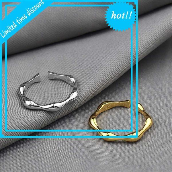 

new style simple and versatile girl geometric bamboo creative ring, Golden;silver