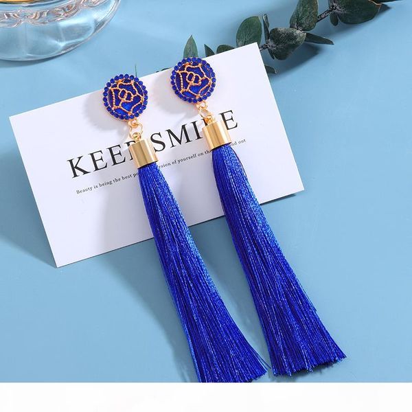 

qualitynew bohemian tassel earrings for women 2020 fashion cotton silk fabric long fringe dangle drop earrings party female jewelry, Silver;gold