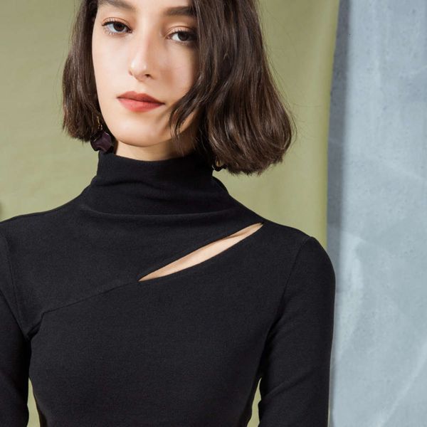 

careful women's drs slim high collar machine exposed clavicle, Black;gray