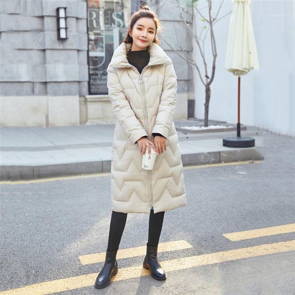 

women's winter fashion jacket thick warm coat lady cotton parka jacket long jaqueta winter with standing collar feminina1, Tan;black