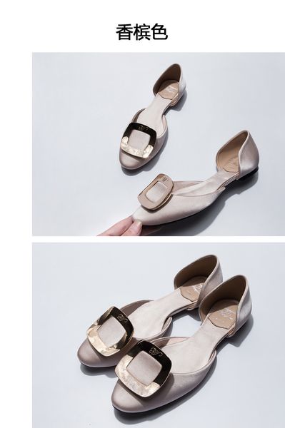 

2021 summer new style flat-footed sandals cut woven fabrics of silk square buckle foot covering women's shoes srbt, Black