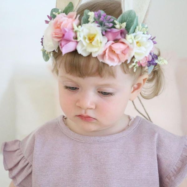 

children's wreath simulates ear hair band baby bow baby nylon headband girl accessories, Slivery;white