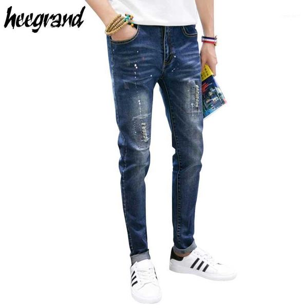 

men's jeans men beam pants 2021 fashion vintage ankle-length patchwork distressed for male mkn7131, Blue