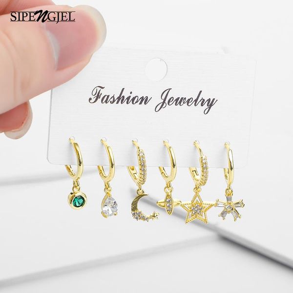 

hoop & huggie fashion crystal and star flower earrings ladies gold small set for woen girls jewellery 2021, Golden;silver