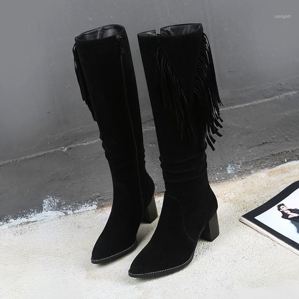 

boots oversized shoes 9 10 11-17 thigh high knee over the women ladies fringe side zipper1, Black