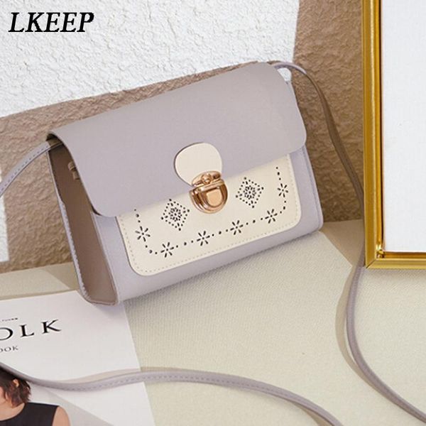 

new mobile phone bag women messenger bags hollow pu leather shoulder bag female crossbody vintage women bags purse