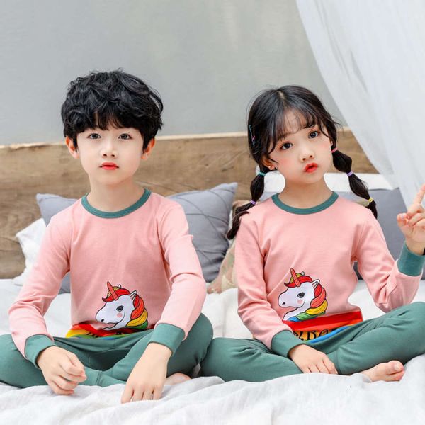 

trousers, spring boys' sweater, girls' cloth, and autumn children's underwear set, pure cotton pajamas, Blue;red