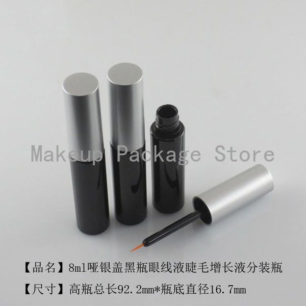 

storage bottles & jars 20/50pcs/lot 8ml empty petg cosmetic black eyeliner tube with silver cap beauty makeup liquid sub bottle refillable c