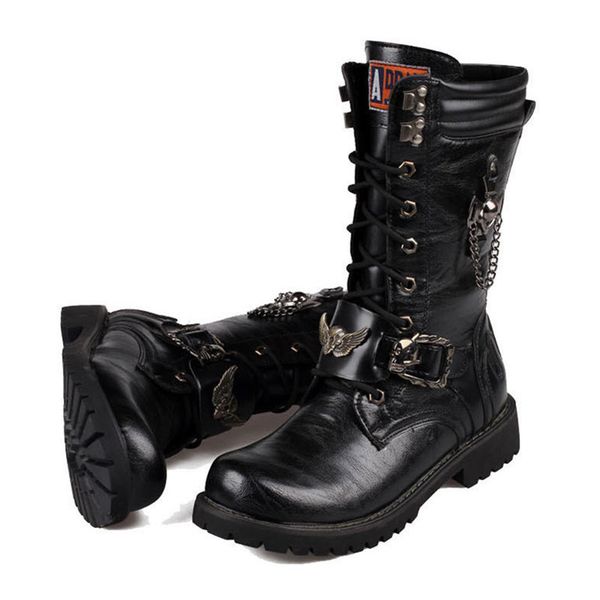

2020 zero more current men's metal rent up male boots rock shoes cxko, Black
