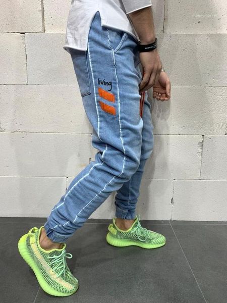 

men's jeans blue jogger living pants elastic trousers1