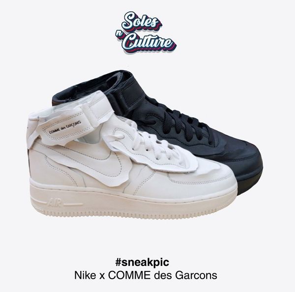 

20fw нового cdg comme де garçons воспроизведение nike air force 1 force mid ретро белые кроссовки случайная обувь, Black