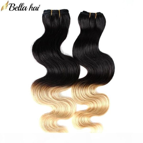 

indian ombre human hair weft extensions dip dye two tone #t1b #27 color 14"-26" 3pc virgin hair weaves body wave bellahair, Black