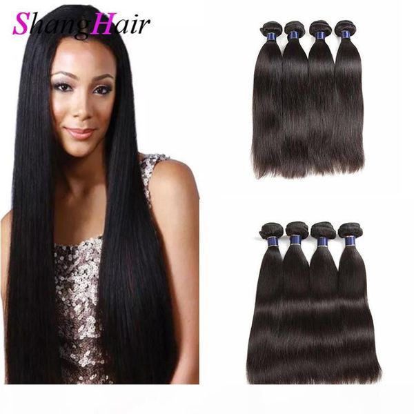 

8a peruvian virgin hair straight 4 bundles unprocessed human hair weaves brazilian malaysian indian human hair extension straight, Black