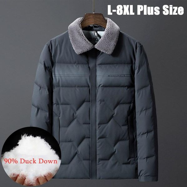 

outdoor jackets&hoodies 8xl plus size men winter warm down jacket sport thermal windproof cotton male loose fur collar cardigan coat, Blue;black