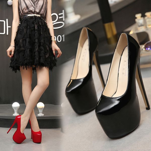 

european and american large size 35-44 ultra high heel 18cm waterproof platform fashion banquet high heels women ea-11 y200702, Black