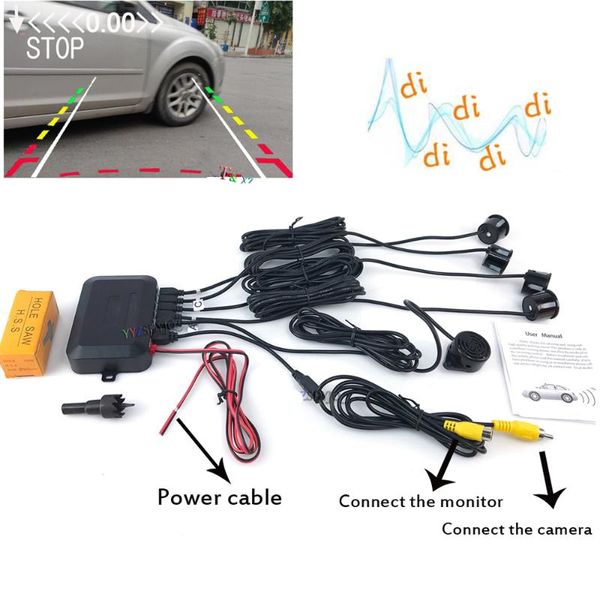 

2020 dual core cpu car video parking sensor reverse backup radar assistance and step-up alarm show distance parking