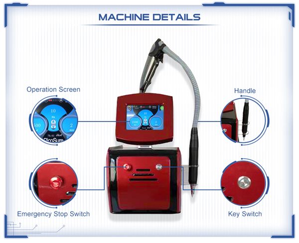 

professional portable pico second laser tattoo removal 755nm 1064nm 532nmmachine for spots freckles removing machine, Black