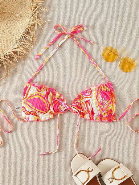 

allover graphic frill trim bikini u6sv#, White;black