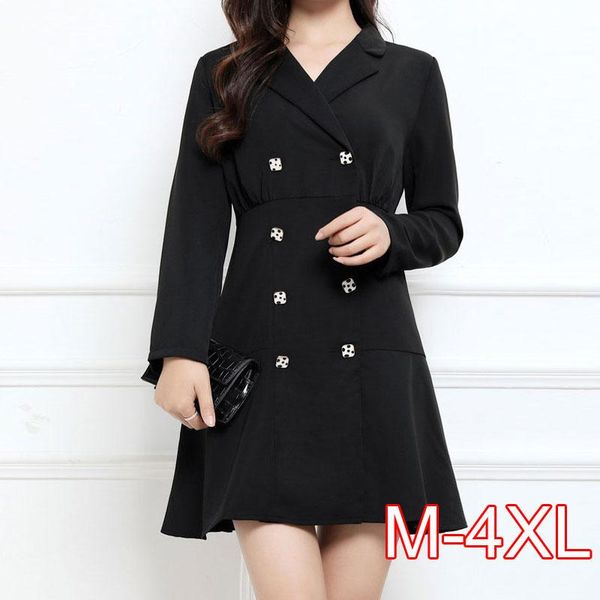 

2020 новый плюс размер платья женщин платья офиса вскользь blazer черное платье 2020 осень зима тонкий костюм дамы платья vestidos, White;black