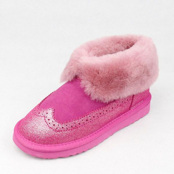 

2020 women's fashion snow boots genuine leather female warm winter boots shoes 100% natural wool women ankle, Black