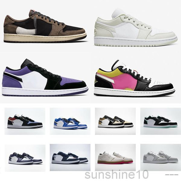 

2020 jumpman low 1 1s basketballs shoes og black toe court purple sp travis scotts men women sneakers eur 36-46 without box te-2