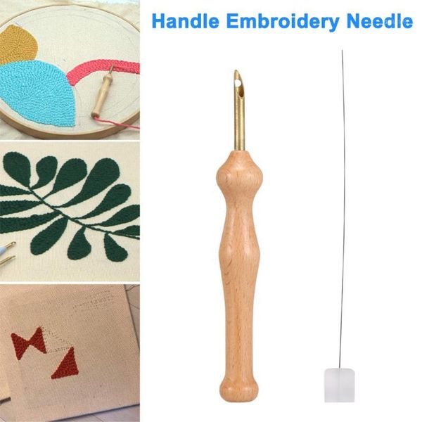 

magic embroidery pen punch needle felting threader set wooden handle table cloths craft tools diy sewing ud881, Black