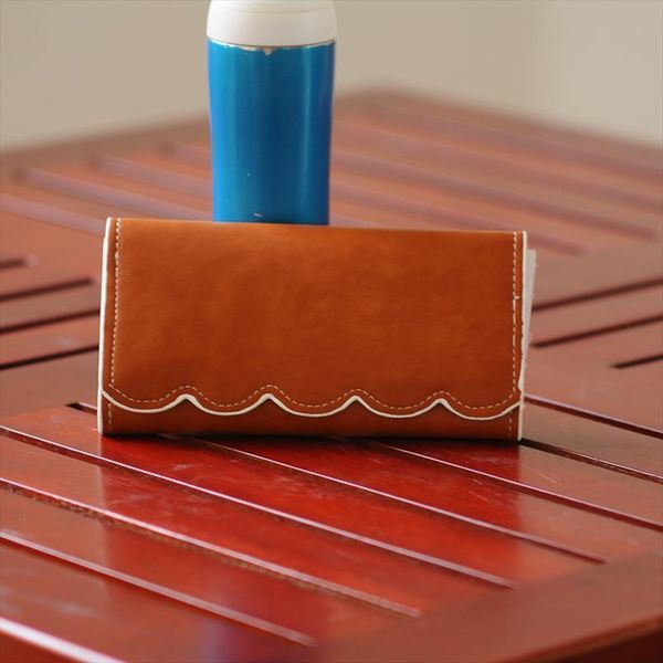 

personalized faux leather scalloped wallets perfect quality ladies wallet bridesmaid birthday gift in 7 colors, Red;black