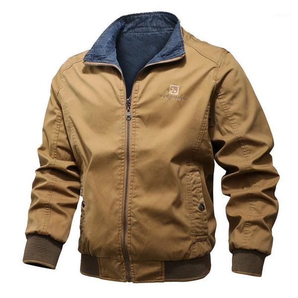 

2021 men's lapel jacket winter warm long sleeve softshell overcot for windproof zipper jacket fashion chaqueta de hombre #41, Tan;black