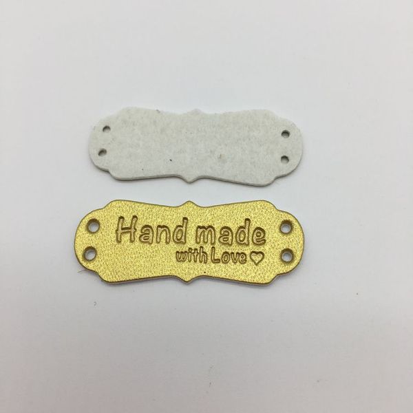 

leather labels leather patches wholesale 50pcs hand made pu leather labels stockings handmade with love label, Black
