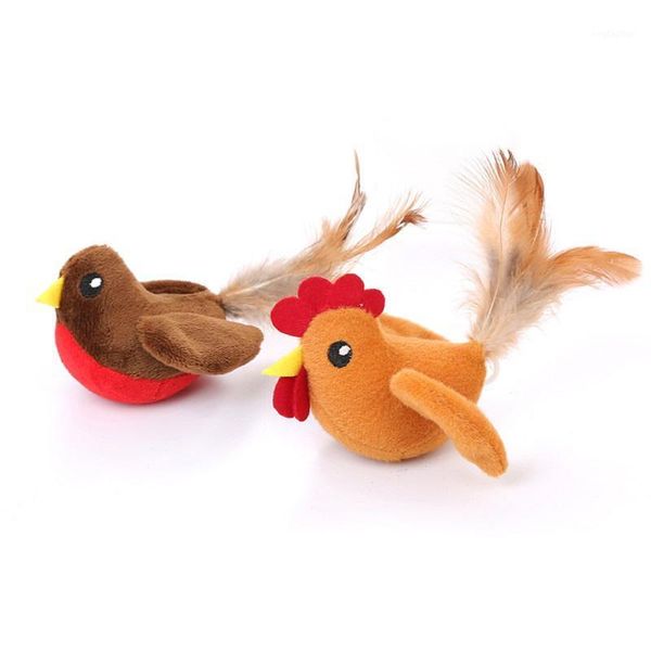 

cat toys 1pc dog pulling chain shake interactive pet artificial plush birds cock toy for kitten puppy1